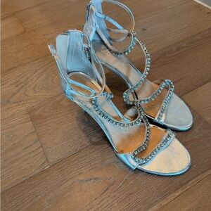Badgley Mischka Silver Embellished Heels